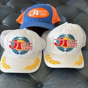 Lot of 3 JT Racing USA Hats / Caps - White and Blue